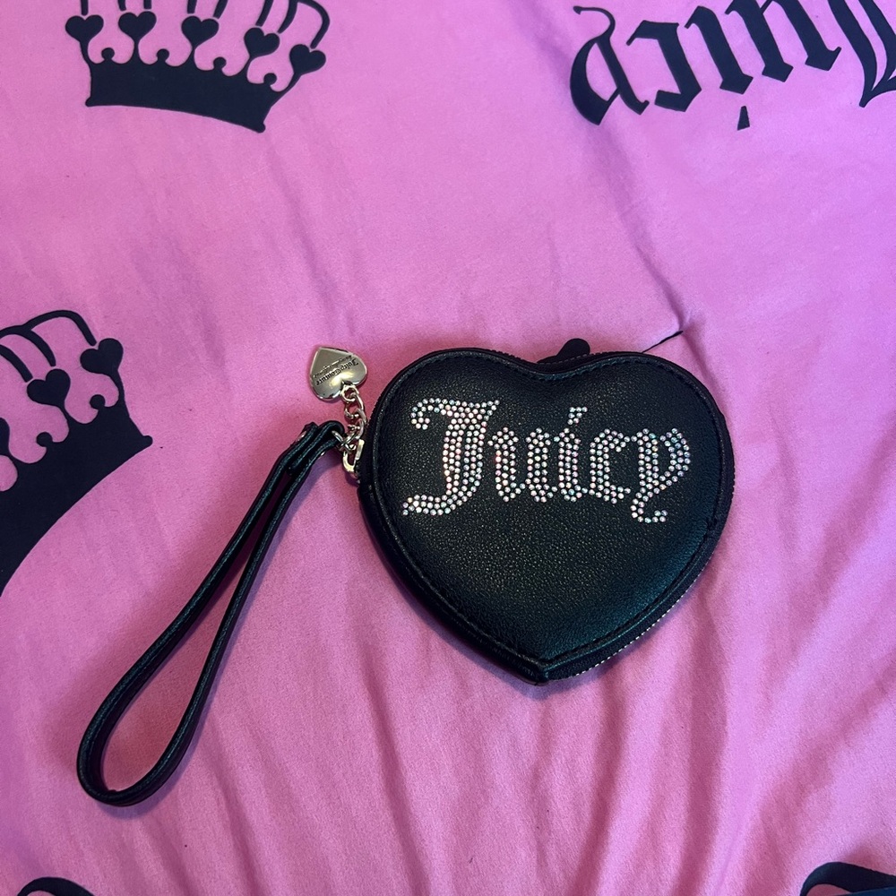 Juicy Couture black rhinestone coin purse wristlet
